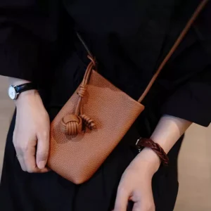 Chic Mini Crossbody Phone Bag – Versatile Soft PU Leather with Cute Ball Pendant
